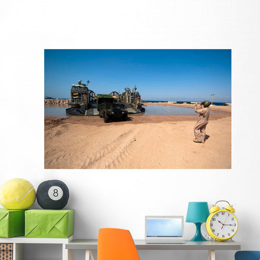 Humvee Debarks Landing Craft Wall Decal Design 2