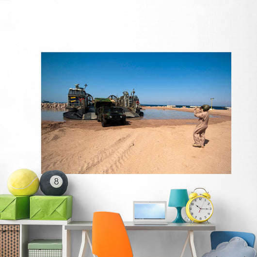Humvee Debarks Landing Craft Wall Decal Design 2