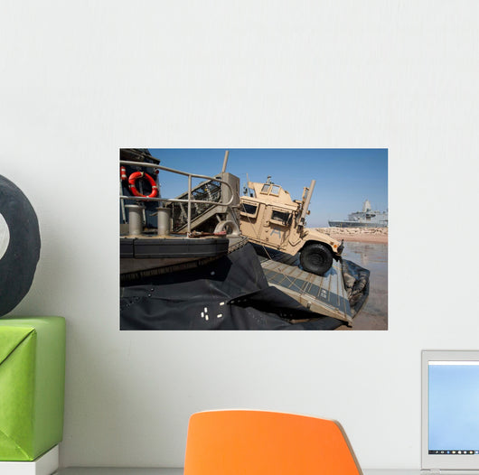 Humvee Debarks Landing Craft Wall Decal Design 1