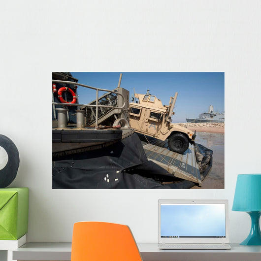 Humvee Debarks Landing Craft Wall Decal Design 1