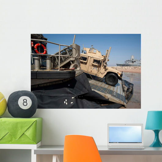 Humvee Debarks Landing Craft Wall Decal Design 1