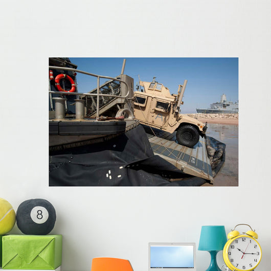 Humvee Debarks Landing Craft Wall Decal Design 1