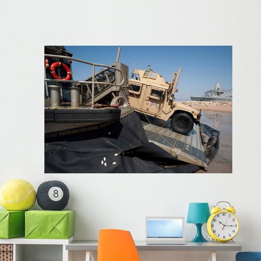 Humvee Debarks Landing Craft Wall Decal Design 1
