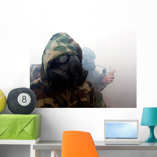 Marine Wearing Gas Mask Wall Decal
