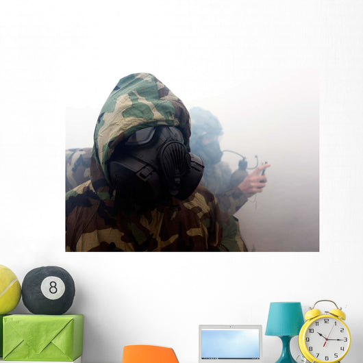 Marine Wearing Gas Mask Wall Decal