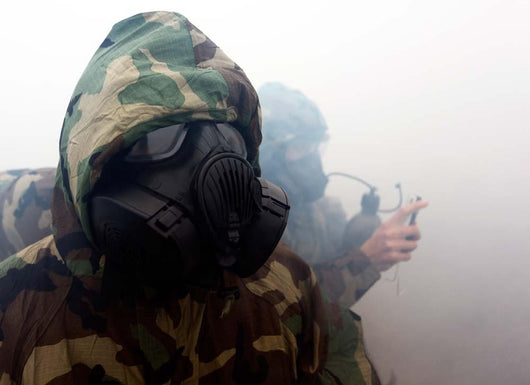 Marine Wearing Gas Mask Wall Decal