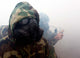 Marine Wearing Gas Mask Wall Decal