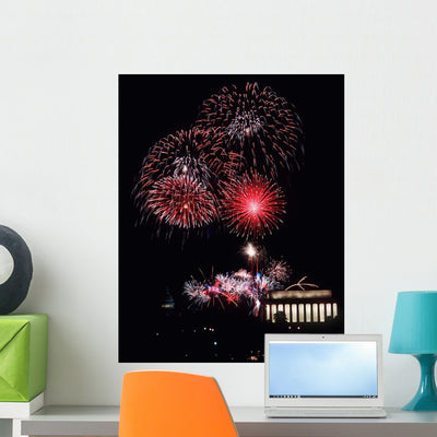 Fireworks Light up Night Wall Decal shown on a wall