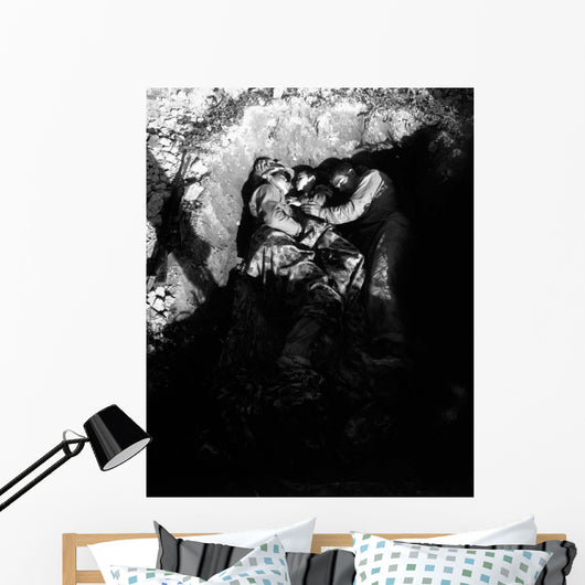 Marines Share Foxhole with Wall Decal