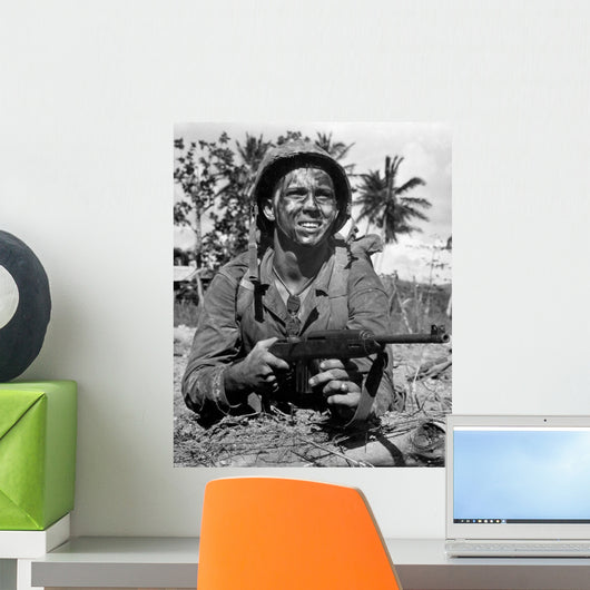 Marine Awaits Signal to Wall Decal