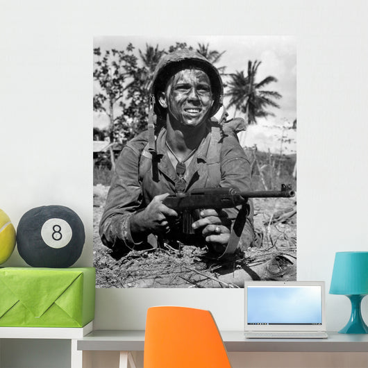 Marine Awaits Signal to Wall Decal
