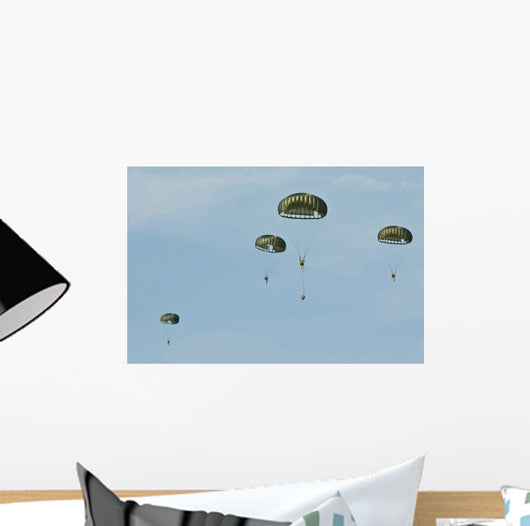 Paratroopers Descend through Sky Wall Decal