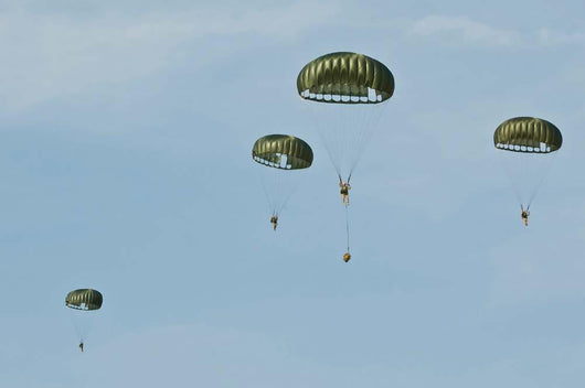 Paratroopers Descend through Sky Wall Decal