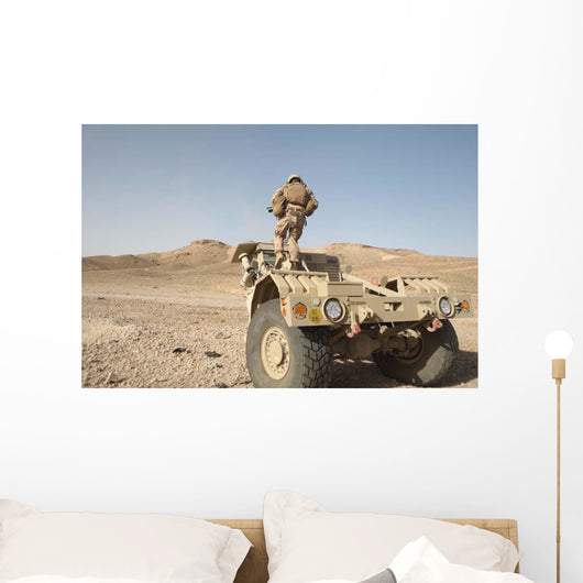 Soldier Climbs Damaged Husky Wall Decal
