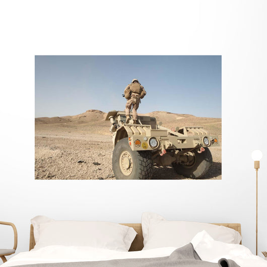 Soldier Climbs Damaged Husky Wall Decal