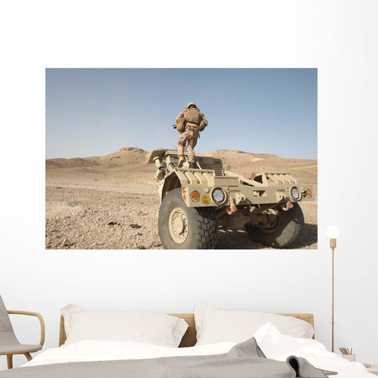 Soldier Climbs Damaged Husky Wall Decal