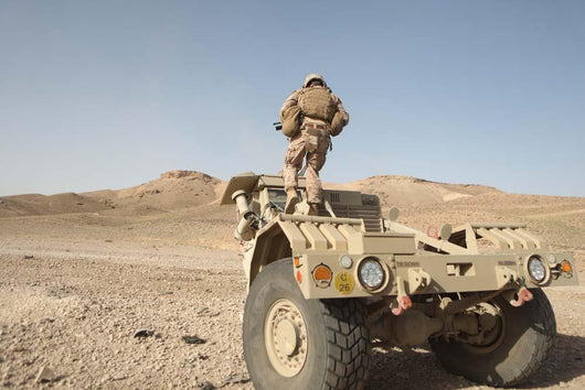 Soldier Climbs Damaged Husky Wall Decal