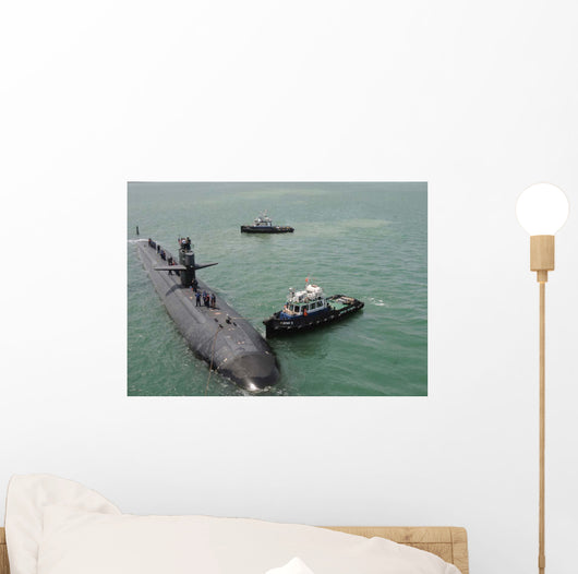 Tugboat Guides Attack Submarine Wall Decal