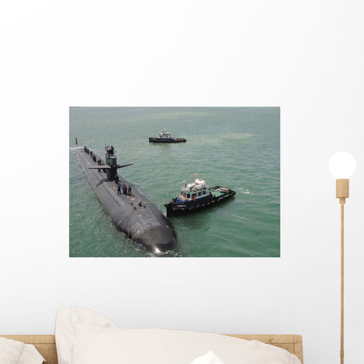 Tugboat Guides Attack Submarine Wall Decal