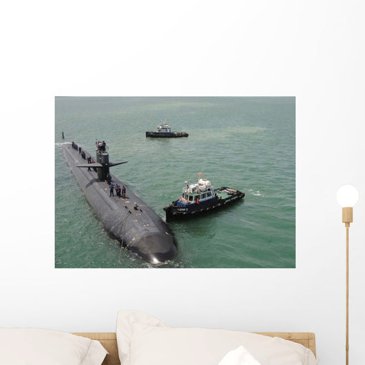 Tugboat Guides Attack Submarine Wall Decal