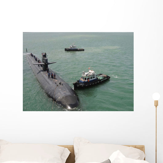 Tugboat Guides Attack Submarine Wall Decal
