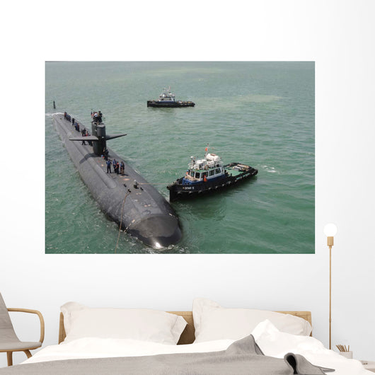 Tugboat Guides Attack Submarine Wall Decal