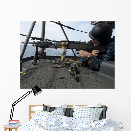 Sailor Fires M-240b Machine Wall Decal Design 1