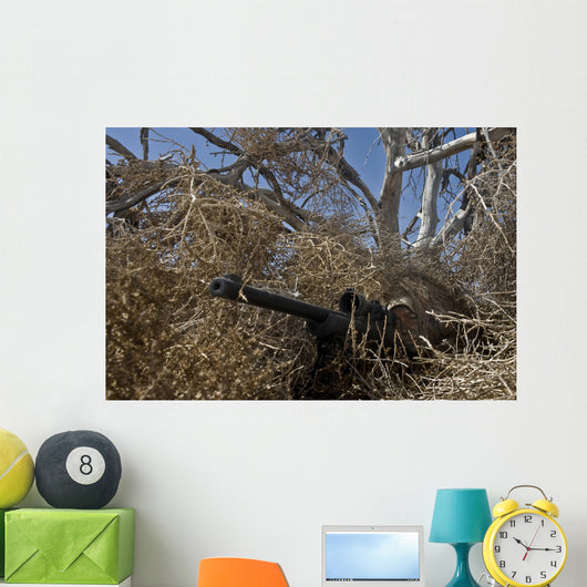 Soldier Demonstrates How Camouflaged Wall Decal