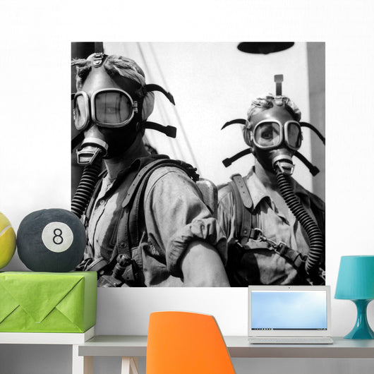 Women Wearing Oxygen Masks Wall Decal