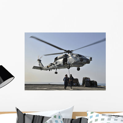 Sh-60f Sea Hawk Helicopter Wall Decal shown on a wall
