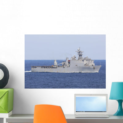 Amphibious Dock Landing Ship Wall Decal shown on a wall