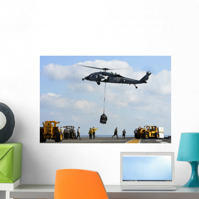 Mh-60s Sea Hawk Helicopter Wall Decal Design 2 shown on a wall