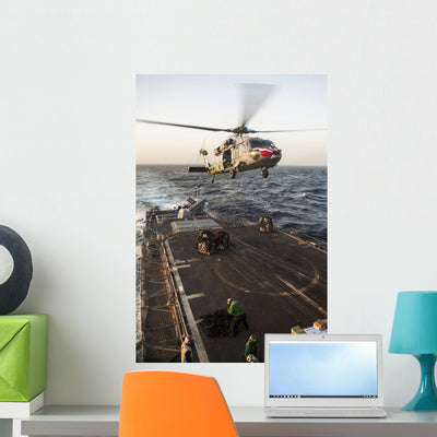 Mh-60s Sea Hawk Helicopter Wall Decal Design 1 shown on a wall