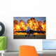 Wall Fire Erupts behind Wall Decal