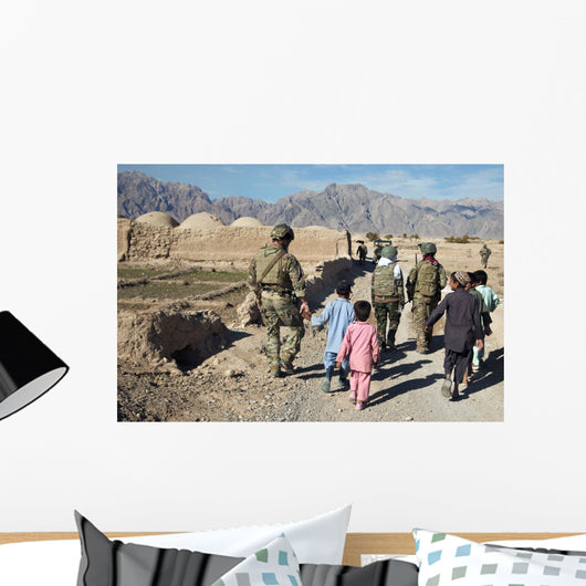 Children Walk alongside Coalition Wall Decal