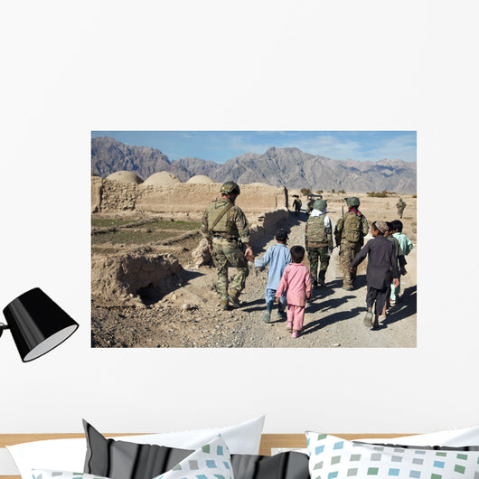 Children Walk alongside Coalition Wall Decal
