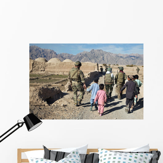 Children Walk alongside Coalition Wall Decal