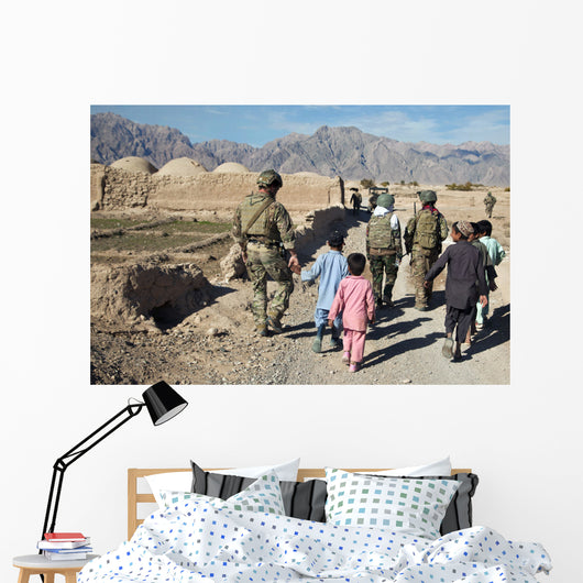 Children Walk alongside Coalition Wall Decal