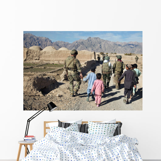 Children Walk alongside Coalition Wall Decal