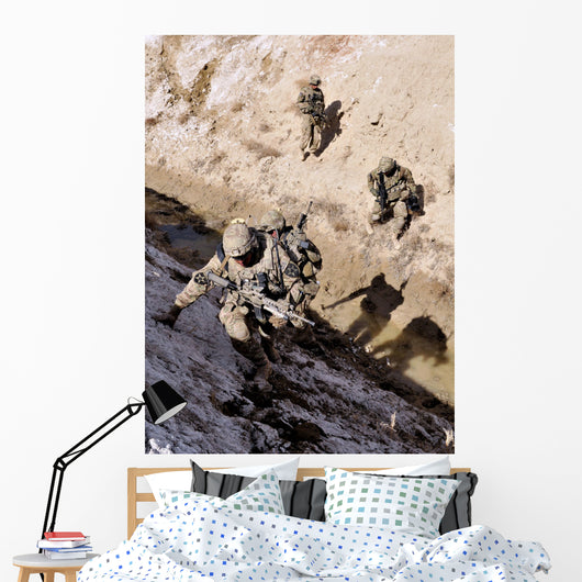 Soldiers Approach Suspected Weapons Wall Decal