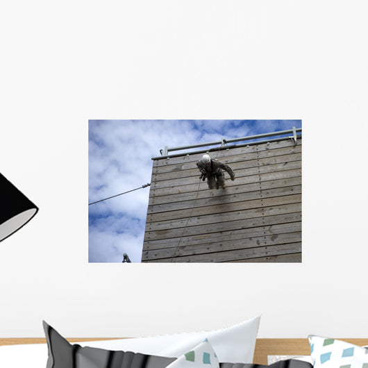 Us Soldier Runs down Wall Decal