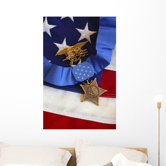 Medal Honor Rests Flag Wall Decal Design 2