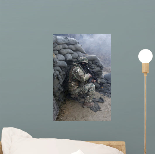 Georgian Soldier Takes Cover Wall Decal