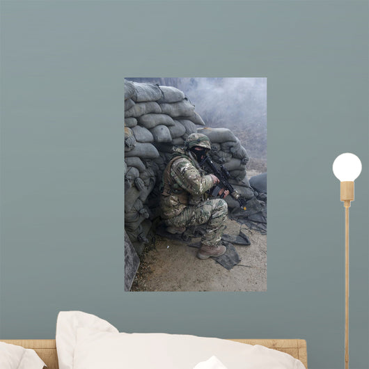 Georgian Soldier Takes Cover Wall Decal