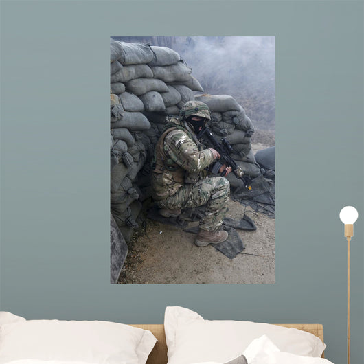 Georgian Soldier Takes Cover Wall Decal