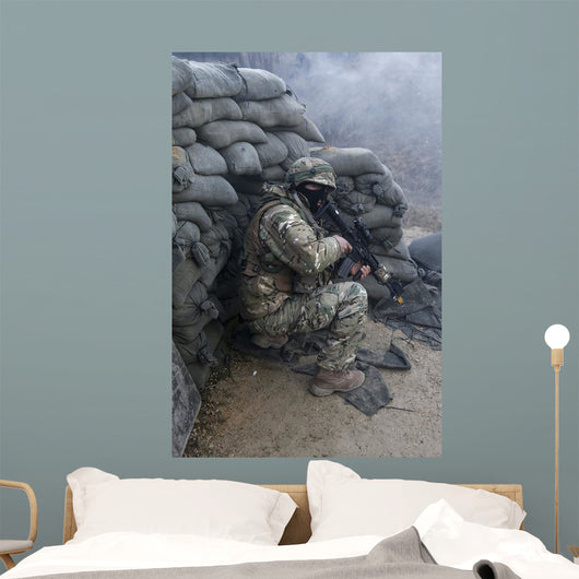 Georgian Soldier Takes Cover Wall Decal