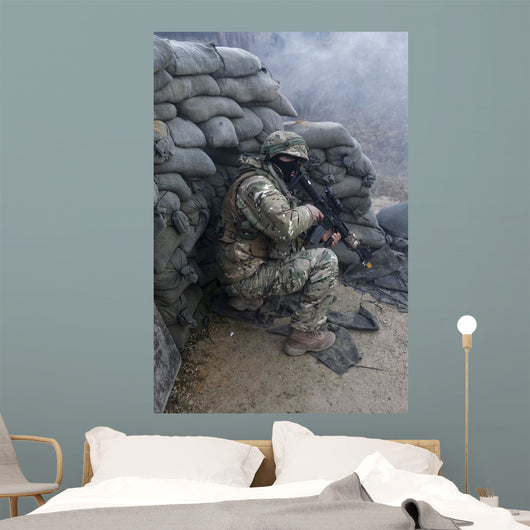 Georgian Soldier Takes Cover Wall Decal