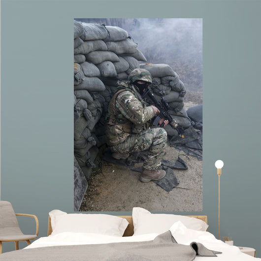 Georgian Soldier Takes Cover Wall Decal