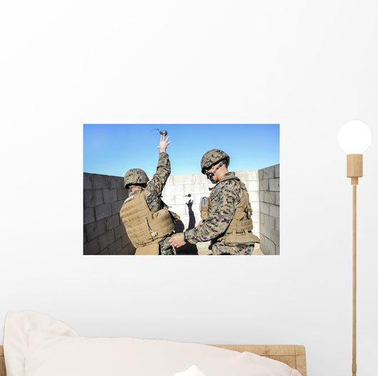 Us Marine Practices Throwing Wall Decal
