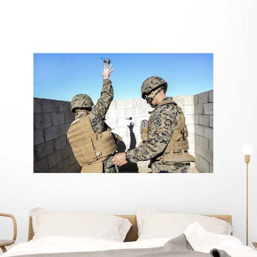 Us Marine Practices Throwing Wall Decal